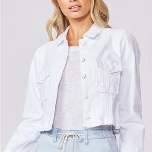 PAIGE Pacey Cropped White Denim Jacket